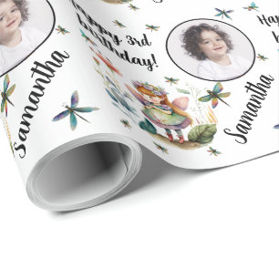 Papier Cadeau Nom personnalisé Âge photo Magique Fée Anniversair