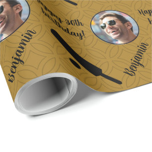 Papier Cadeau Nom personnalisé Âge photo Sport Cricket Anniversa