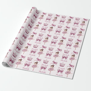 Papier Cadeau Nom personnalisé Ballet Ballerina Motif rose