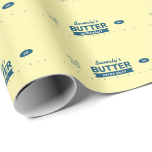 Papier Cadeau Nom personnalisé Bâton de beurre rétro Drôle de fo