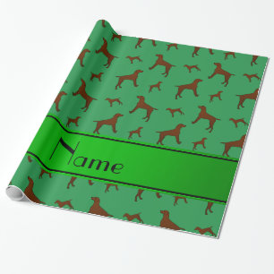 Papier Cadeau Nom personnalisé Chiens Vizsla verts