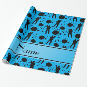 Papier Cadeau Nom personnalisé ciel bleu motif de paintball