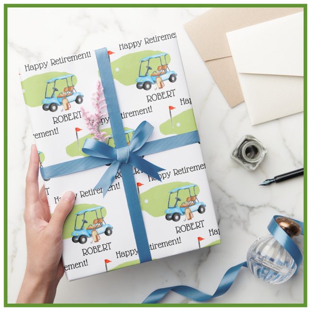 Papier Cadeau Nom personnalisé de la retraite de golf (Créateur téléchargé)