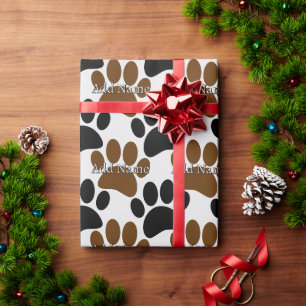 Papier Cadeau Nom personnalisé de l'Empreinte de patte de chien