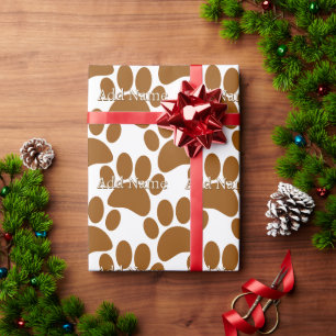 Papier Cadeau Nom personnalisé de l'Empreinte de patte de chien 