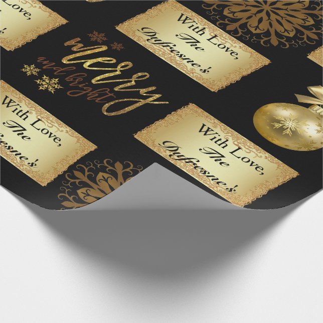 Papier Cadeau Nom personnalisé de Noël élégant (Coin)
