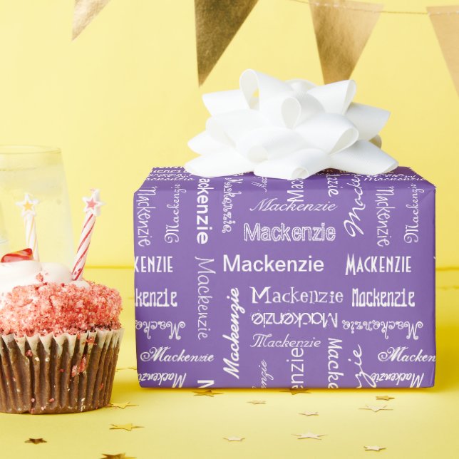 Papier Cadeau Nom personnalisé et couleur personnalisée (Fête d'anniversaire)
