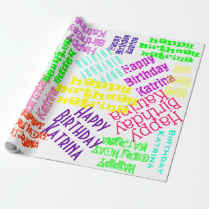 Papier Cadeau Nom personnalisé et couleurs de joyeux