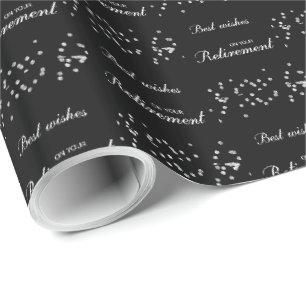 Papier Cadeau Nom personnalisé, Félicitations à la retraite Noir