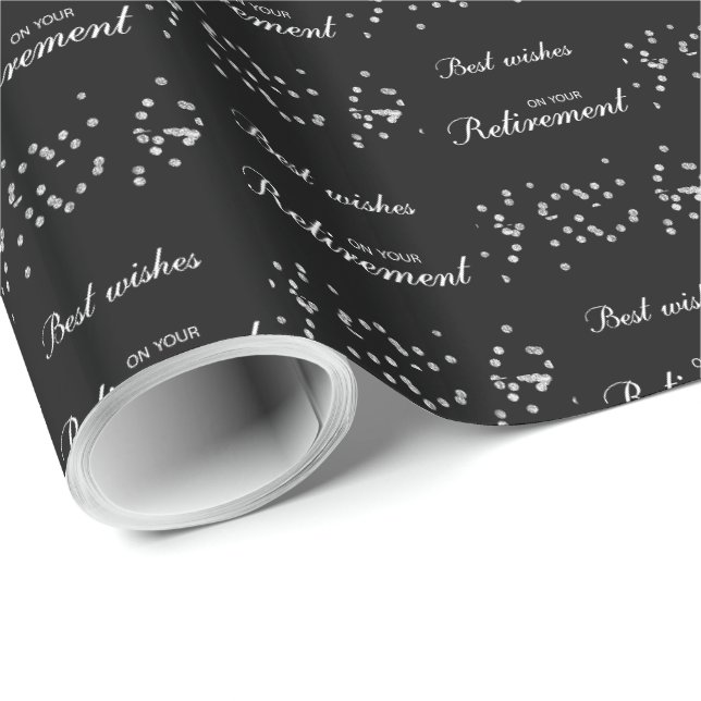 Papier Cadeau Nom personnalisé, Félicitations à la retraite Noir (Coin rond)