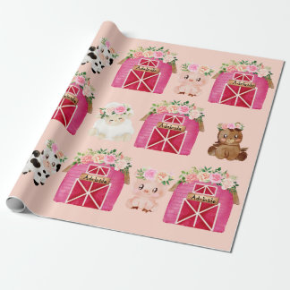 Papier Cadeau Nom personnalisé Ferme rose / Enveloppe cadeau de