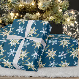 Papier Cadeau Nom personnalisé Gold Snowflake cadeau Marine