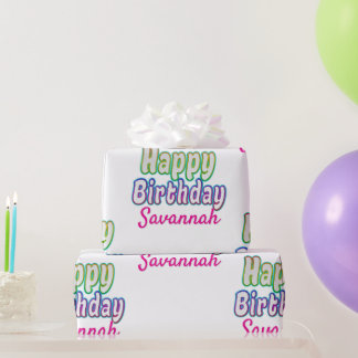 Papier Cadeau Nom personnalisé Joyeux Anniversaire Coloré