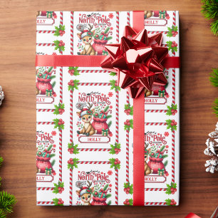 Papier Cadeau Nom personnalisé Livraison Pôle Nord Renne
