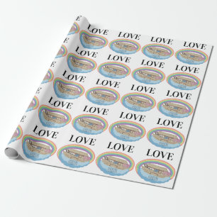 Papier Cadeau Nom personnalisé Love Rainbow Noah's Ark