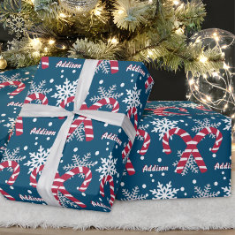 Papier Cadeau Nom personnalisé Marine Flocon de neige Sucre de c