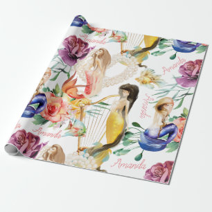 Papier Cadeau Nom personnalisé Mermaid Lover Pretty