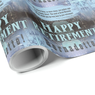 Papier Cadeau Nom personnalisé Message texte Retrait bleu
