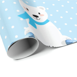 Papier Cadeau Nom personnalisé mignon Garçon ours polaire