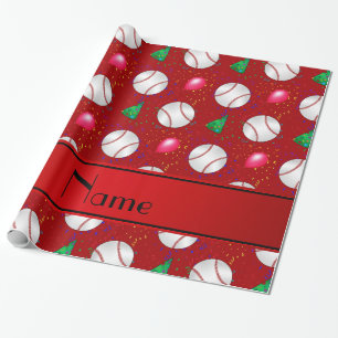 Papier Cadeau Nom personnalisé motif d'anniversaire de base-ball