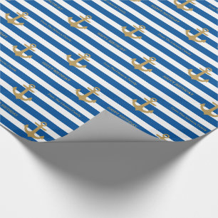 Papier Cadeau Nom personnalisé nautique Anniversaire Papier d'en