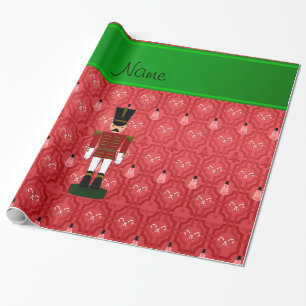 Papier Cadeau Nom personnalisé noix de cabot rouge neigeuse trel