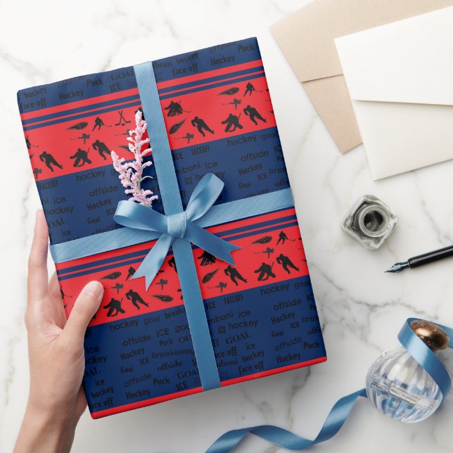 Papier Cadeau Nom personnalisé Numéro Hockey Wrapper Papier (Cadeaux)