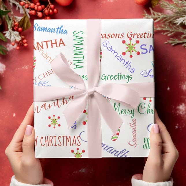 Papier Cadeau Nom personnalisé Papier d'enveloppement de Noël pe (Créateur téléchargé)