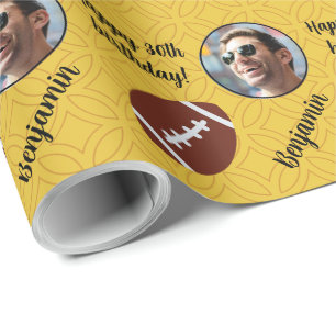 Papier Cadeau Nom personnalisé Photo Sport Football Anniversaire