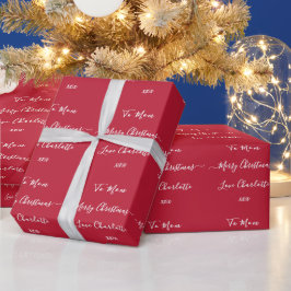 Papier Cadeau Nom personnalisé rouge Joyeux Noël