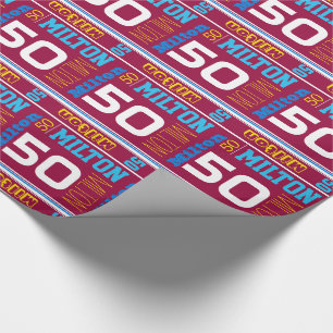 Papier Cadeau Nom personnalisé sportif emballage 50e anniversair