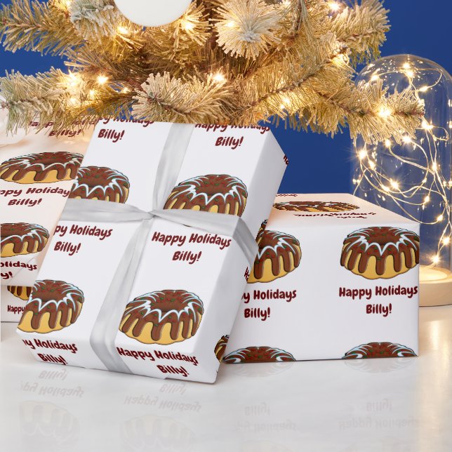 Papier Cadeau Nom Personnaliser Bundt Cake pour Noël (Vacances)