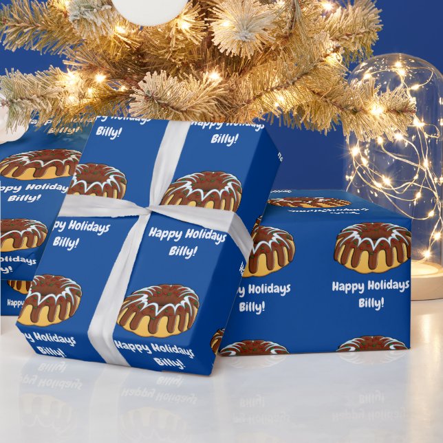 Papier Cadeau Nom Personnaliser Bundt Cake pour Noël  (Vacances)