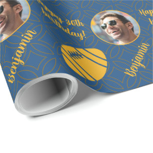 Papier Cadeau Nom personnel âge photo Sport Rugby Anniversaire