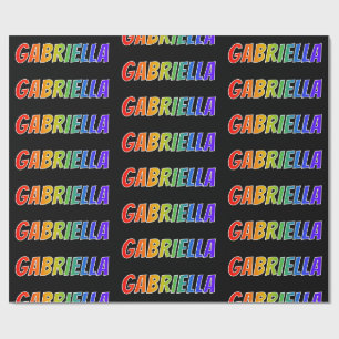Papier Cadeau Nom prénom Arc-en-ciel "GABRIELLA"; Amusant et Col