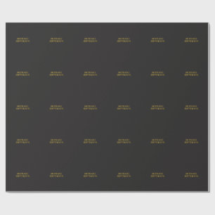 Papier Cadeau Nom propre moderne minimaliste noir et or