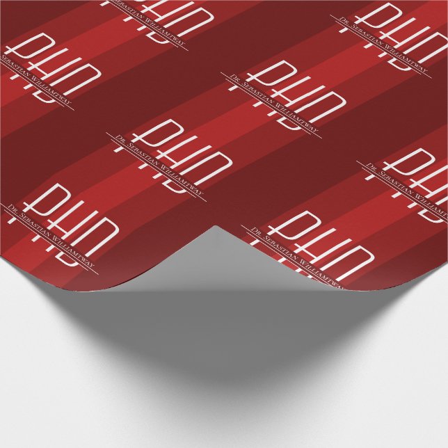 Papier Cadeau Nom Red Graduation PhD (Coin)