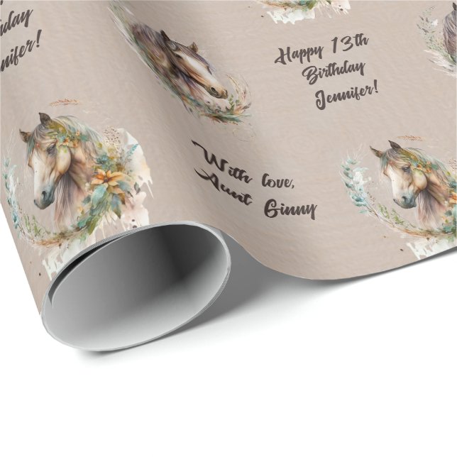 Papier Cadeau Nom Sentiment d'âge Juste une fille qui aime les c (Coin rond)