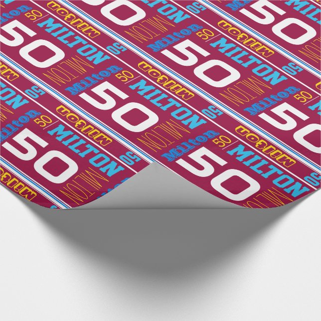 Papier Cadeau Nom sportif personnalisé 50e anniversaire enfant e (Coin)