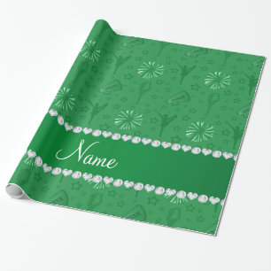 Papier Cadeau Nom vert pompom pompoms torkhorns étoiles