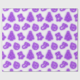Papier Cadeau Non violet Noël sur blanc