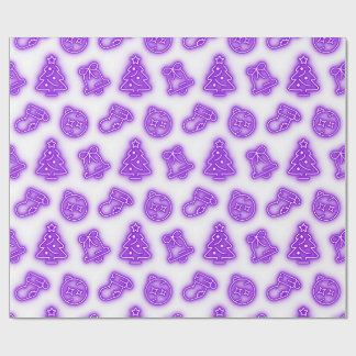 Papier Cadeau Non violet Noël sur blanc