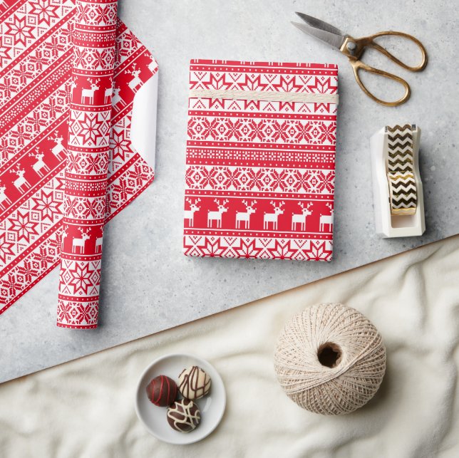 Papier Cadeau Nordic Reindeer Ugly Christmas Sweat Party (Artisanat)