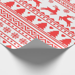 Papier Cadeau Nordic Reindeer Vacances Folk Art Sweater
