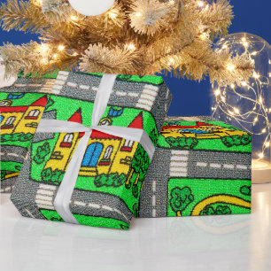 Papier Cadeau nostalgie des années 90, Moquette de piste Voiture