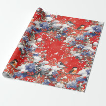 Nostalgique Neige et Oiseaux Papier d'enveloppemen