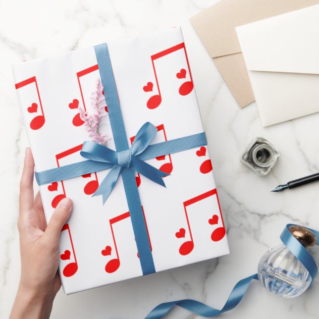 Papier Cadeau Note musicale Simple Red Hearts (Cadeaux)