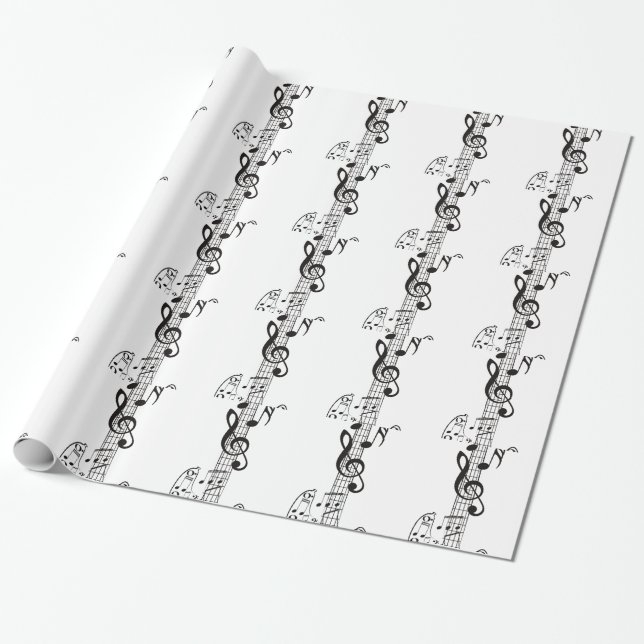 Papier Cadeau Notes 11 de guitare et de musique (Déroulé)