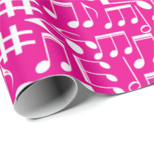 Papier Cadeau Notes de musique blanches dansantes Amoureux de mu