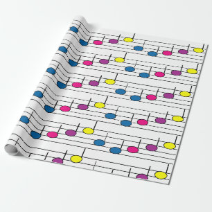 Papier Cadeau Notes de musique colorées et vives motif fantaisis